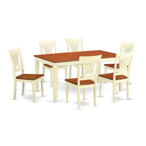 East West Furniture Dining Set Consist of a Rectangle Dining Table with Butterfly Leaf and Dining Chairs (Finish Color Options) Off-White NIPL7-WHI-W