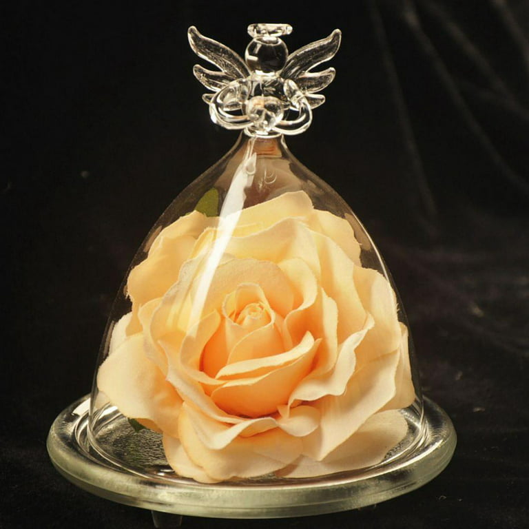 Preserved Real Rose in Glass Dome Eternal Rose with Angel Figurines for Mom  Grandma Friend Women Flowers Gift on Valentine's Day Birthday Wedding