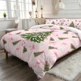 thumbnail image 2 of Yspwyqan Pink Christmas Tree Queen Size Comforter Set, 3 Piece Soft Bedding Set with 1 Comforter 2 Pillow Shams for Winter Holiday Girls Bedroom Decor, 2 of 7