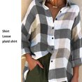 thumbnail image 3 of pitrice Blouse Femme Manches Longues Chemise à Carreaux Décontractée Ample Automne, Rouge, L, 3 of 8