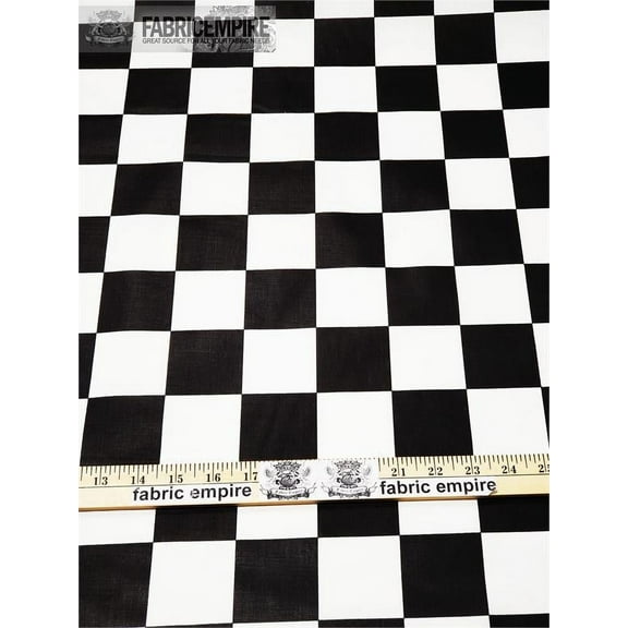 Polycotton Printed LARGE CHECKERED BLACK & WHITE Fabric / 60" Wide / Sold by the Yard