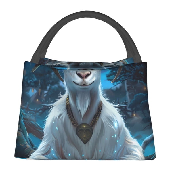 Fotbe Forest Meditating Goat Bolsa Térmica Portátil con Estampado, Bolsa de Entrega de Alimentos Aislada, Bolsa Reutilizable de Gran Capacidad para Comidas y Supermercado