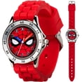 thumbnail image 1 of Accutime Spiderman Time Teacher Reloj para niños - Correa de silicona roja, esfera fácil de leer, resistente al agua, con lata especial, 1 of 5