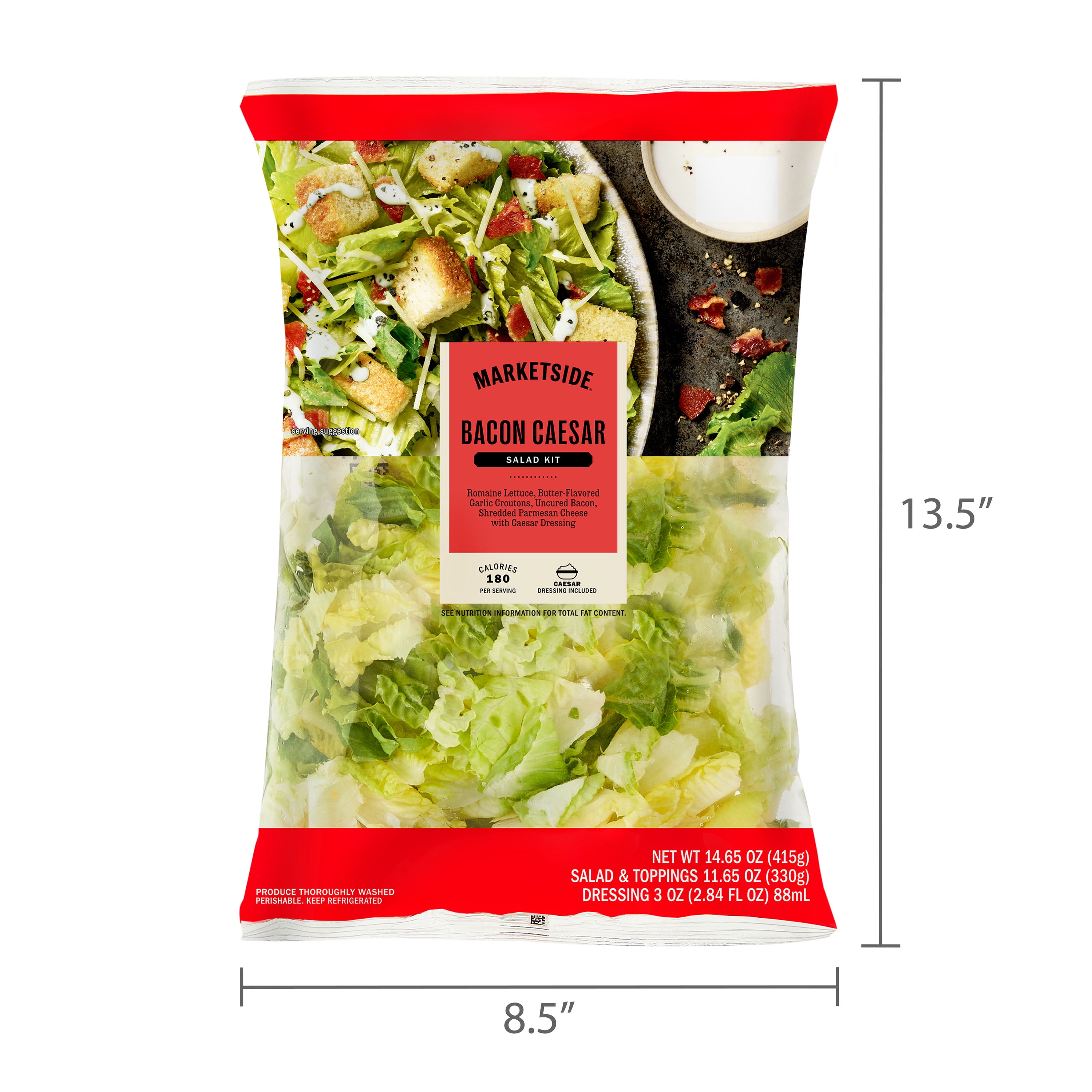 Marketside Bacon Caesar Salad Kit, 14.65 oz Bag, Fresh