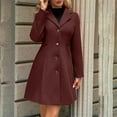 thumbnail image 5 of Long Winter Coats For Women Sevevn Women's Winter Outerwear Overcoat Lapel Mid-thigh A-line Single Breasted Pea Coat, 5 of 9