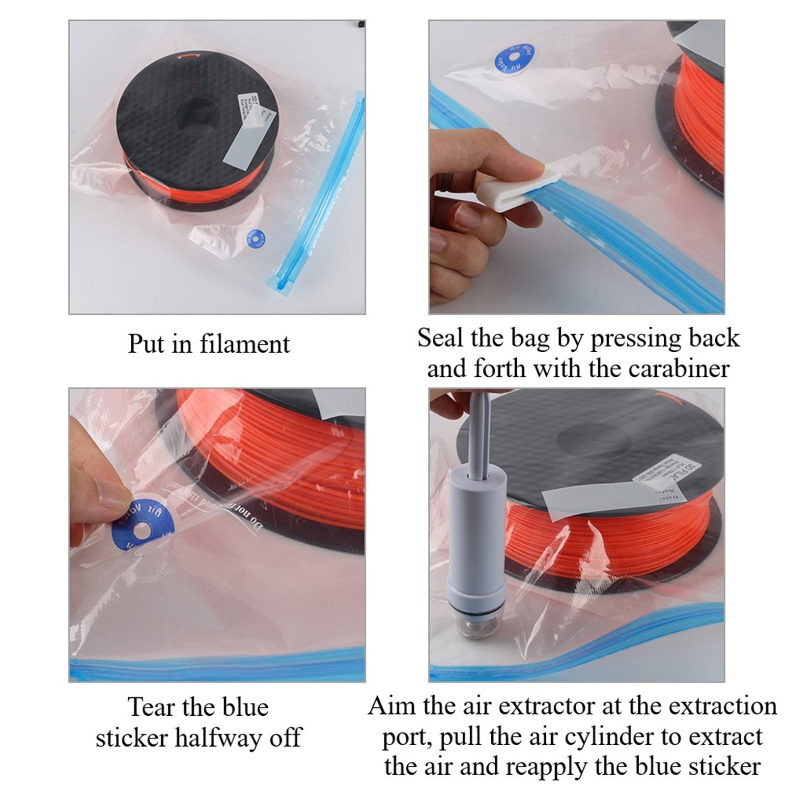3D Printer Filament Accessory, 5Pcs Reusable Compression Dryer Bags, Vacuum Sealed Bags for Most Coil, 11.8x13.4inch for 1Kg Coil