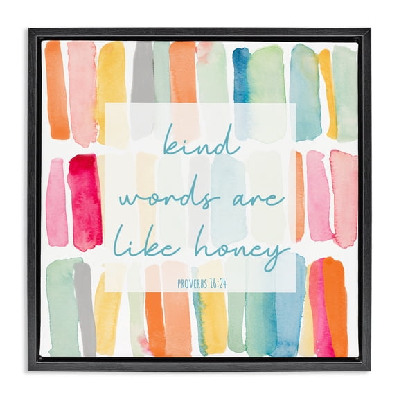 Stupell Industries Kind Words Are Like Honey Black Framed Floater Canvas Wall Art, design by Lanie Loreth