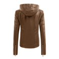 thumbnail image 4 of SONXAHE Women's Fleece Lined Leather Jacket Zip Up Hooded Long Sleeve Outer Coat, 4 of 4