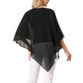 thumbnail image 3 of INSPIRE CHIC Women's Flowy Top V Neck Lightweight Chiffon Blouses Dressy Asymmetrical Shirt Double Layered Fall Top S Black, 3 of 6