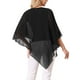 thumbnail image 3 of INSPIRAR CHIC Blusa de Mujer Flowy Top Cuello en V Ligera de Chifón Blusas Elegantes Camisa Asimétrica de Doble Capa Top de Otoño S Negro, 3 of 6