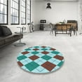 thumbnail image 4 of Ahgly Company Machine Washable Indoor Round Transitional Tron Blue Area Rugs, 6' Round, 4 of 7