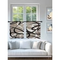 thumbnail image 5 of Semi Sheer Window Curtains 45 Inches Long, Brown Geometric Rod Pocket Silky Chiffon Curtain Treatment Drapes for Kitchen, Living Room, Vintage Black White Striped Abstract Art 52"x45", 2 Panels, 5 of 9