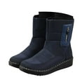 thumbnail image 3 of Gyexs Winter Warm Snow Boots for Womens Waterproof Winter Shoes Retro Round Toe Zipper Closure on Outdoor Mid Calf Boot, Blue, Size 8, 3 of 8
