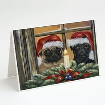 Caroline's Treasures Pug Christmas Greeting Cards with Envelopes, 5" x 7" (8 Count)