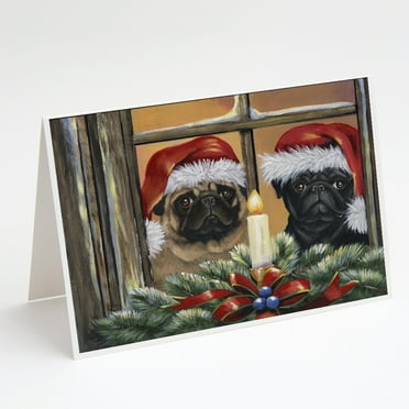 Caroline's Treasures Pug Christmas Greeting Cards with Envelopes, 5" x 7" (8 Count)