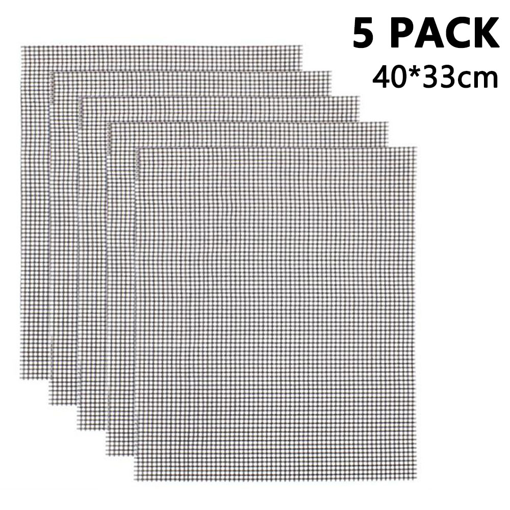 5Pcs BBQ Grill Mesh Mat Non Stick Barbecue Net Pad Heat Resistance Grid