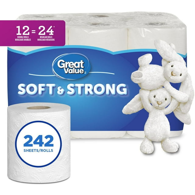 Great Value, Ultra Soft Toilet Paper, 12 Double equal 24 rolls
