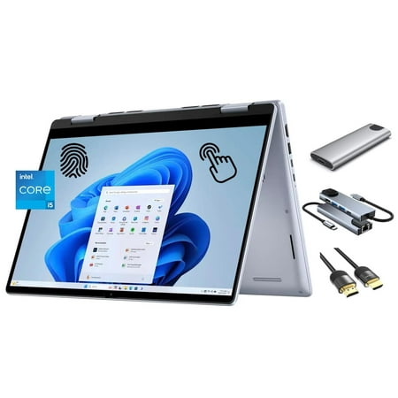 Dell Inspiron 14 2-in-1 Laptop, FHD+ 14 inch Touchscreen, Intel Core 5 120U (Beats i7-1355U) 10-Core CPU, 16GB DDR5, 512GB SSD + 256GB Portable SSD Hub, FP Reader, Backlit KB, WiFi 6E, Win 11