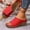 Red, variant on FRSASU Women's Wedge Sandals Open Toe Slip-On Soft Shoe Slippers Lightweight Walking Footwear with Arch Support White