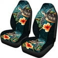 thumbnail image 4 of Jiueut Turtle Plumeria Pattern Front and Rear Seat Covers, 5 Seats Easy to Clean Auto Seat Covers Anti Slip Car Accessories Elastic Backing Vehicle Seat Protector Front & Split Rear Bench for Car, 4 of 7