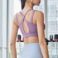 thumbnail image 4 of SwiftWear Sports Bras for Women, Solid Color Padded Wireless Bra Double Strap Cross Back High Support Workout Running Yoga Bras, Purple XL, 4 of 4