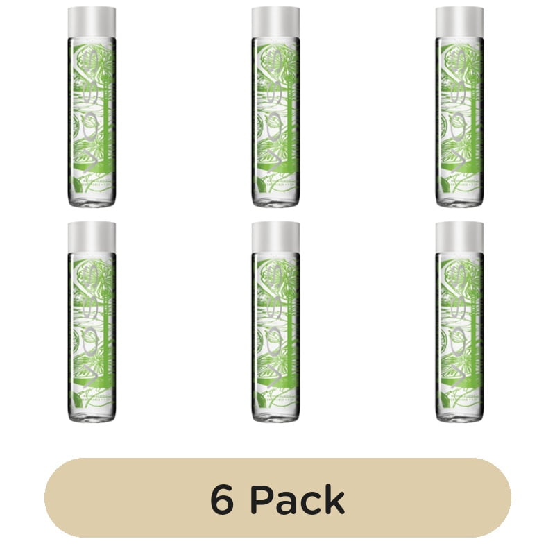 VOSS Lime Mint Flavoured Sparkling Water Glass Bottle 375ml, British Import (Pack of 6)
