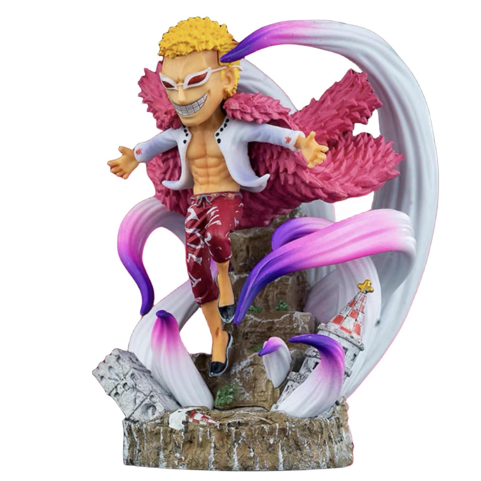 Njube Trumpet Donquixote Doflamingo Figure Anime Doll with Accessories Anime Character Model PVC Material Decoration Gift 5.51inch