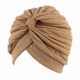 thumbnail image 1 of Women's Pleated Ruffle Chemo Knit Cap Knit Turban Tied Turban Cap Muslim Head Scarf Hat Headwrap, 1 of 1