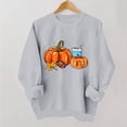 thumbnail image 2 of Halloween Crewneck Sweatshirt Women Halloween Printed Round Neck Loose Long Sleeve Pullover Tops Happy Fall Yall Sweatshirt Women and Plus Size French Terry Long Sleeve Shirt, 2 of 6