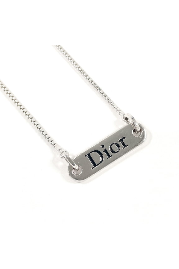 Pre-Owned Christian Dior Plate Necklace Metal Silver Women's (Good)