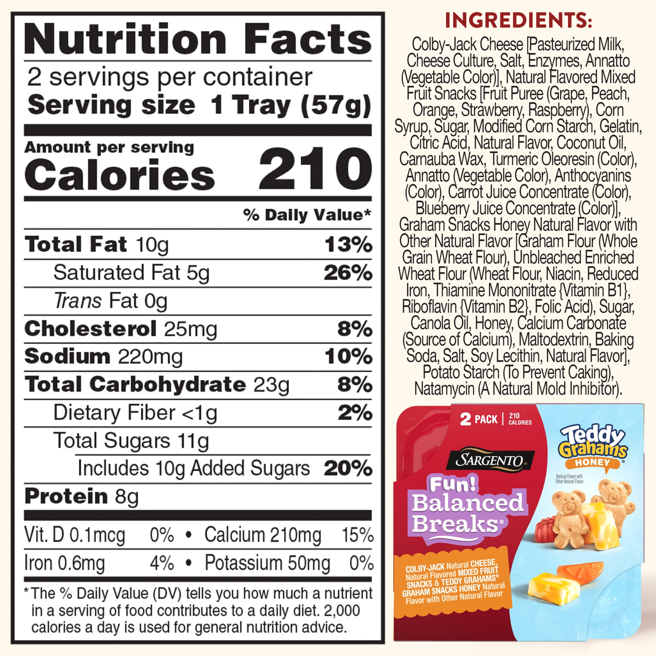 Sargento® Fun! Balanced Breaks® Colby-Jack Cheese, Mixed Fruit Snacks, TEDDY GRAHAMS®