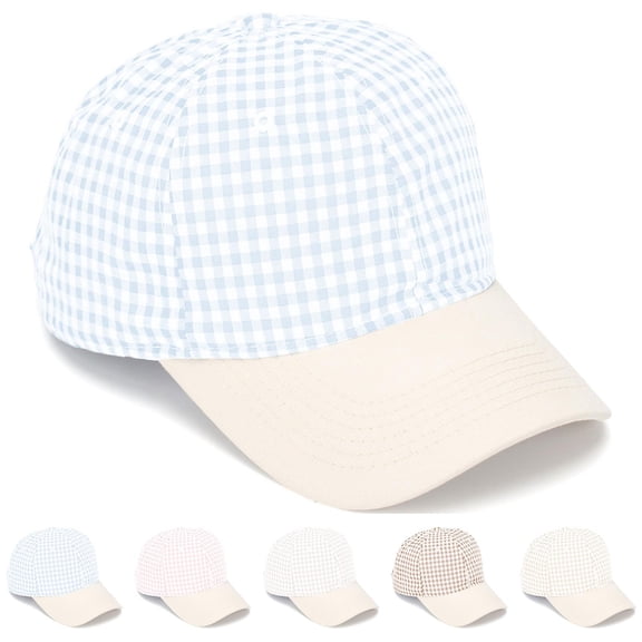 Zynoxe Womens Baseball Cap Fashion Versatile Plaid Sun Protection Adjustable Summer Hat Casual Breathable Lightweight Sun Hat