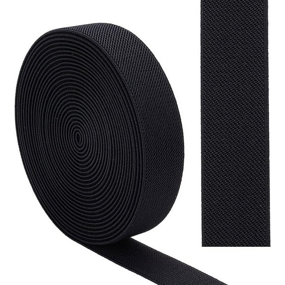 5m 5.5Yds 1" Wide Twill Woven Elastic Band Black Polyester Elastic Bands Flat Double-Side Knit High Elasticity Band Elastic Spool Heavy Stretch Strap Knitting for Sewing Crafts Waistband
