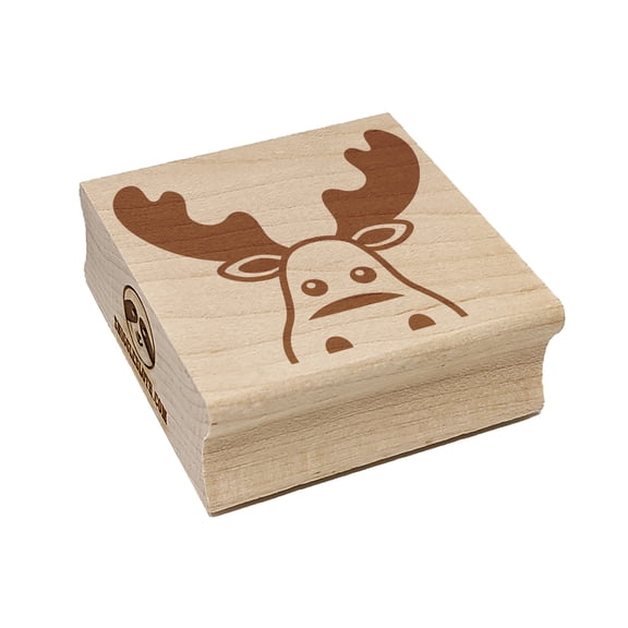 Peeking Moose Square Rubber Stamp Stamping Scrapbooking Crafting - Small 1.25in