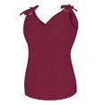 thumbnail image 6 of TIHLMK Women Summer Tank Tops for Women Solid Sleeveless V-Neck Bow Casual Tank Top Blouse, 6 of 8
