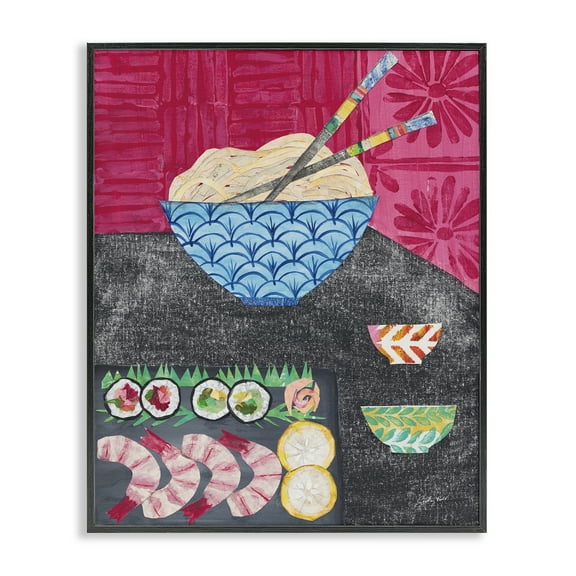 Stupell Industries Patterned Sushi Tablescape Food & Beverage Painting Black Framed Art Print Wall Art, 11 x 14