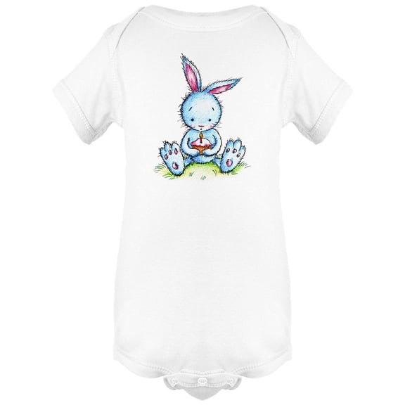 Blue Bunny Holding Cupcake Bodysuit Infant -Image by Shutterstock,  6 Months