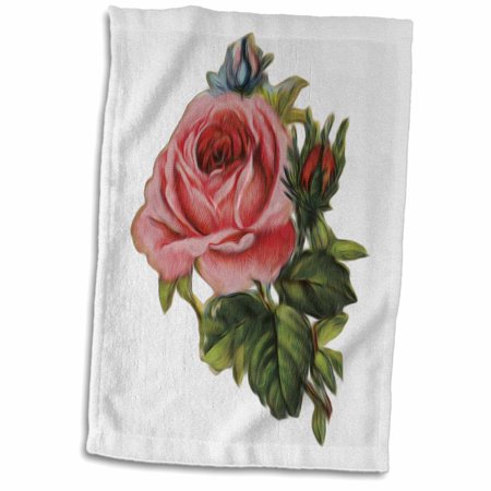 3dRose  Vintage Victorian Pink Rose Digital Oil Painting Floral - Towel, 15 by 22-inch (twl_104686_1)