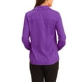 thumbnail image 3 of INSPIRE CHIC Women's Elegant Shirts V Neck Point Collar Long Sleeve Smooth Satin Blouse XL Deep Purple, 3 of 6