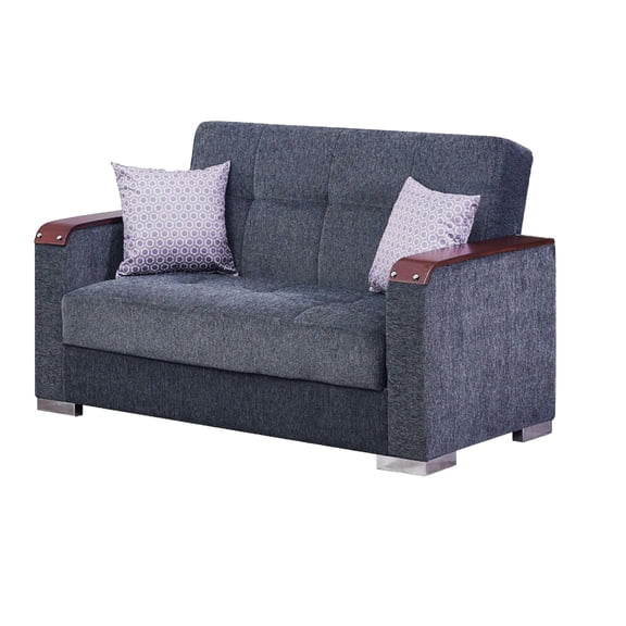 Beyan Signature Munich 65" Microfiber Convertible Sleeper Loveseat in Dark Gray