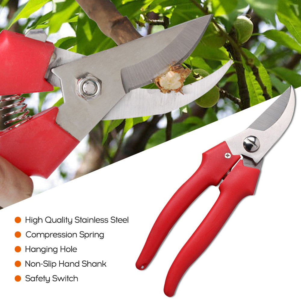 Portable MultiFunction Stainless Steel Pruning Shears Multipurpose Red
