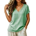 thumbnail image 4 of Neewe Womens Loose Casual Print V Neck Short Sleeve Shirts Classic Blouses Tops with Summer Daily Outfits, 4 of 8