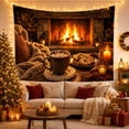 thumbnail image 3 of Hot Chocolate by a Stone Fireplace with Cookies and Candles, Peaceful Rustic for Cocoa Lovers, Winter Hearth Decor, Christmas Gift, Tapestry Wall Hanging for Kitchen and Den, 3 of 7