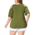 thumbnail image 4 of Agnes Orinda Women's Plus Size Summer Strappy Cold Shoulder Trumpet Sleeve Blouse, 4 of 7