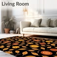 thumbnail image 2 of ODIKA 5'x7' Machine Washable Non-Slip Area Rug, Autumn Wilderness Leaf Mosaic Natural Symphony High Traffic Rug, Black, 577899, 2 of 7