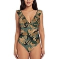 thumbnail image 2 of Yiaed Camouflage Rabbit Print Women's Ruffled One Piece Swimsuit V Neck Swimwear Slimming Monokini for Woman-Medium, 2 of 8
