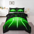 thumbnail image 2 of Erosebridal Basketball Lover Bedding King Comforter Set, Square Geometry Down Comforter, Neon Green, Reversible 3pcs, 2 of 8