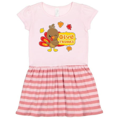 

Inktastic Give Thanks- cute turkey for Thanksgiving Gift Toddler Girl Dress