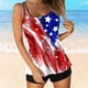 thumbnail image 1 of WILLBEST Traje de Baño Para Mujer, Tankini, Trajes de Baño de Dos Piezas Para Mujer, Camisetas Sin Mangas Con Torso Largo Estampado Del 4 de Julio y Pantalones Cortos., 1 of 4