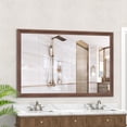 thumbnail image 2 of GZXS 60x40 Inch Large Wall Mirror with Walnut Aluminum Frame, Modern Farmhouse Style Full-Length Vanity Mirror for Bathroom, Bedroom, Living Room, Vertical or Horizontal Mount, 2 of 6